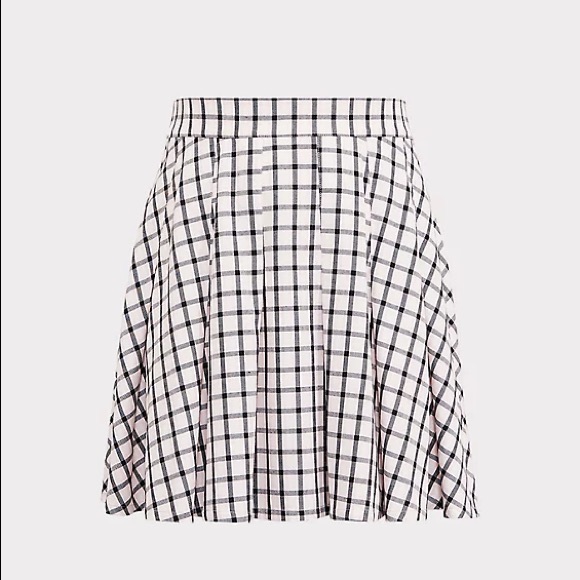 Pink and black plaid twill skater skirt - Picture 2 of 8